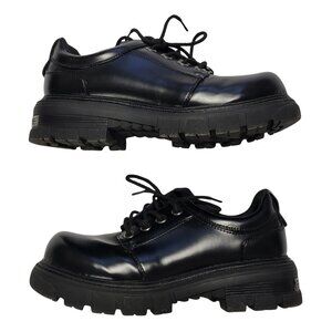 New Men's Size 10 Oxford-Style High-Gloss Black Work Shoes - New Cond.